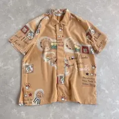 used レトロ オレンジ 柄 ブラウス 古着 ヴィンテージ vintageのサムネイル
