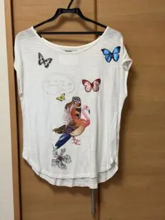 Desigual Tシャツ フラミンゴ 蝶々 ホワイト Mのサムネイル