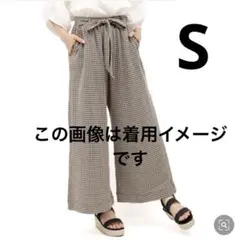 INDEX ワイドパンツ　ベージュ　チェック柄　Sサイズ