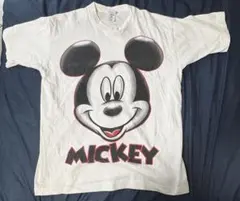 90s ミッキーキスマークTシャツ ディズニー L シングルステッチ 希少