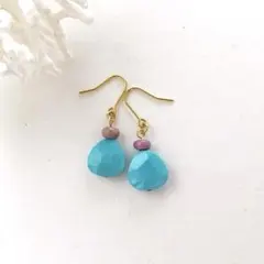 No.113 ターコイズ♡マロンカットピアス