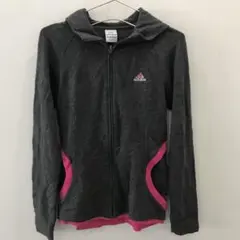 TG161 adidas フルジップパーカー グレー/ピンク レディース S