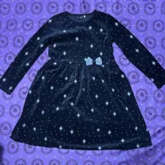 べべ　星柄　ベルベット　長袖ワンピース