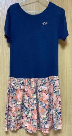 バレリーナピンク　ワンピース　花柄　半袖　かわいい