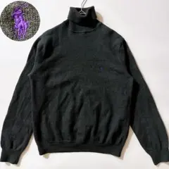 90s ポロラルフローレン ウール タートルネックニット ポニー グレー L