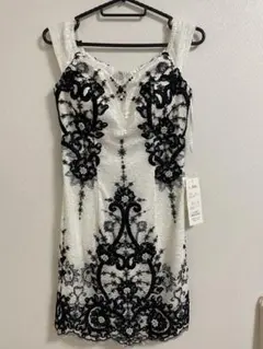 ホワイト・ブラック レースドレス Mサイズ