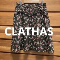 美品CLATHASクレイサス 茶花柄スカート Mのサムネイル