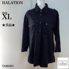 HALATION シャツ ミリタリー 七分袖2WAY トップス ブラック XL