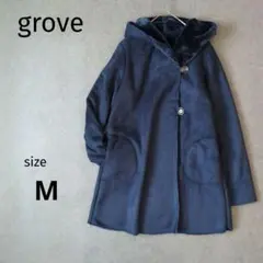 groveグローブ ネイビー 冬素材　フェイクムートンコート Mサイズ