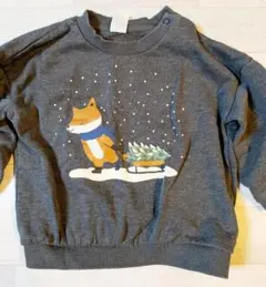 H&M 犬イラスト グレー スウェットトレーナー 18M