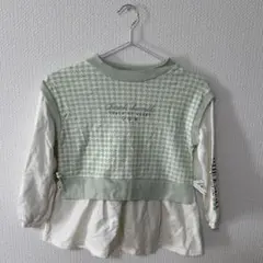 ミントグリーン 長袖カットソー　裏起毛素材