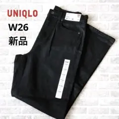 定価3990円 新品UNIQLOフレアデニム26黒スリムフレアジーンズ