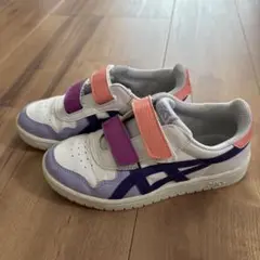 asics ベルクロスニーカー ホワイト/パープル/オレンジ　20.5㎝