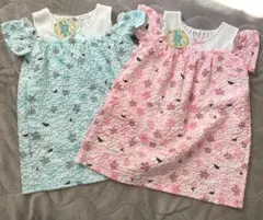 【新品】ワンピース 2枚セット 100cm 双子　年子　色違い　重ね着風デザイン