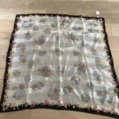 花柄ストライプ絹スカーフ