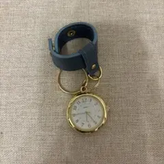 時計付きキーホルダー ブルー