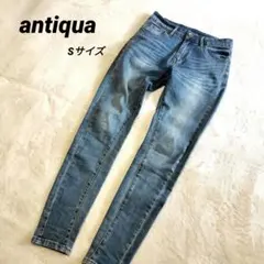 antiqua　超美脚スキニーデニムパンツ　ストレッチ　インディゴブルー　S