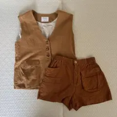 ZARA ブラウン ベストとショートパンツセット 140cmのサムネイル