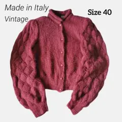 レディース　モヘアニットカーディガン　イタリア・ミラノ　ヴィンテージ　美品　L