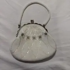 ホワイト ビーズ刺繍 パーティーバッグ ヴィンテージ品 結婚式　パーティー