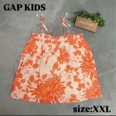【GAP KIDS】フラワープリント ノースリーブタンクトップ（XXL）オレンジ