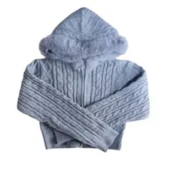 GRL ファーフードダブルジップケーブルニットカーディガン[mb1601]