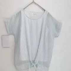 ♡anyFAM♡シアーストライプ　タンクトップ付きブラウス　トップスsize２のサムネイル