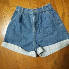 デニムブルー Mサイズ 折り返しショートパンツ
