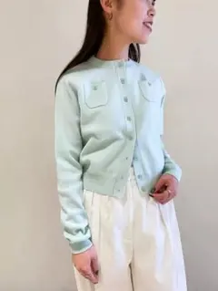 CABaN コットンカシミヤ クルーネックカーディガン ライトブルー