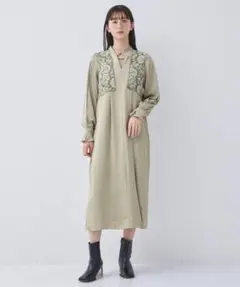 【美品】PUBLIC TOKYO レースアップジャガードワンピース