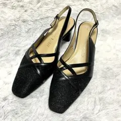 Riz Comfortクロスデザイン バックストラップ パンプス23.5㎝3Eのサムネイル