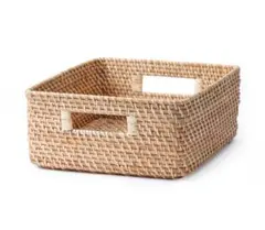 重なるラタン角形バスケット　中　無印良品　2個セット