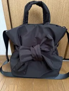 リボン付き　2ウェイ　黒バッグ