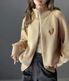 DKNY リブ編み ダブルジップカーディガン - メルカリ
