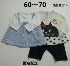 ベビー 60～70 長袖 トップス 2点 短ズボン 1点 合計3点セット