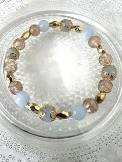 アクアマリン♡クラックビーズ♡ブレスレット♡天然石♡