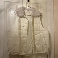 ボア襟 2wayベスト　ホワイト