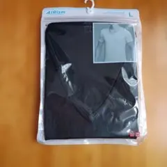 UNIQLO AIRism VネックTシャツ メンズ ブラック L