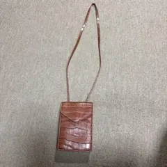 ブラウン クロコダイル風 ショルダーバッグ