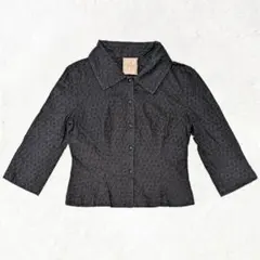 シビラ 総刺繍フラワーレースジャケット ブラック 上品シルエット【M】 zzのサムネイル