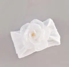 ホワイト花装飾ヘアバンドベビーヘアアクセサリー