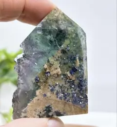 【天然石】レア！パイライト共生 ブルーフローライト ポイント◆タワー