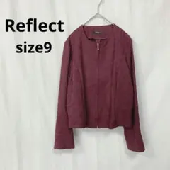 リフレクト▶ノーカラージャケット ワイン色 ジップアップ サイズ9