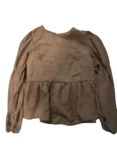 ブラウン フリル付き長袖トップス♡Dazy*SHEIN*M*チュニック