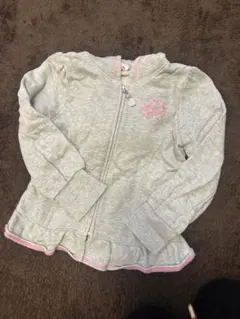 メゾピアノグレー ジップアップ パーカー フリル120cm