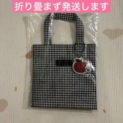 familiar ギンガムチェック トートバッグ　正方形　白黒　小
