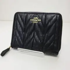 m*p様 COACH コーチ キルティング レザー コンパクトウォレット ブラッ