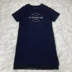 COACH ジャージー ドレス ウィズ レース ヘム　半袖　ロゴ　ワンピースのサムネイル
