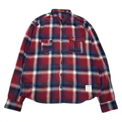 オンブレチェックシャツ ダブルポケット サイドポケット 好配色 アメカジ M