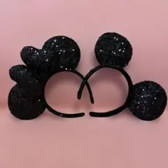 東京ディズニーリゾート ミッキー ミニー スパンコール カチューシャ ブラック